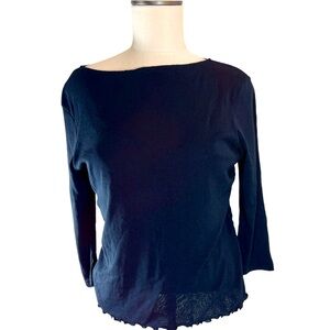 Old Navy Vintage Y2K Double Mesh Lettuce Edge Top in Black Size XL Witch…